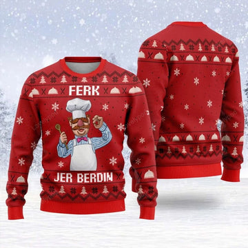 FUNSTUFFPRINT Ferk Jer Berdin Chef Ugly Christmas Sweater ,Gift For Xmas 3D Sweater Ugly Sweater