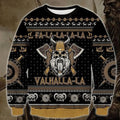 FUNSTUFFPRINT Viking Skull Falalalala Valhalla-la Ugly Christmas Sweater, Viking Shirt, Gift For Him Ugly Sweater