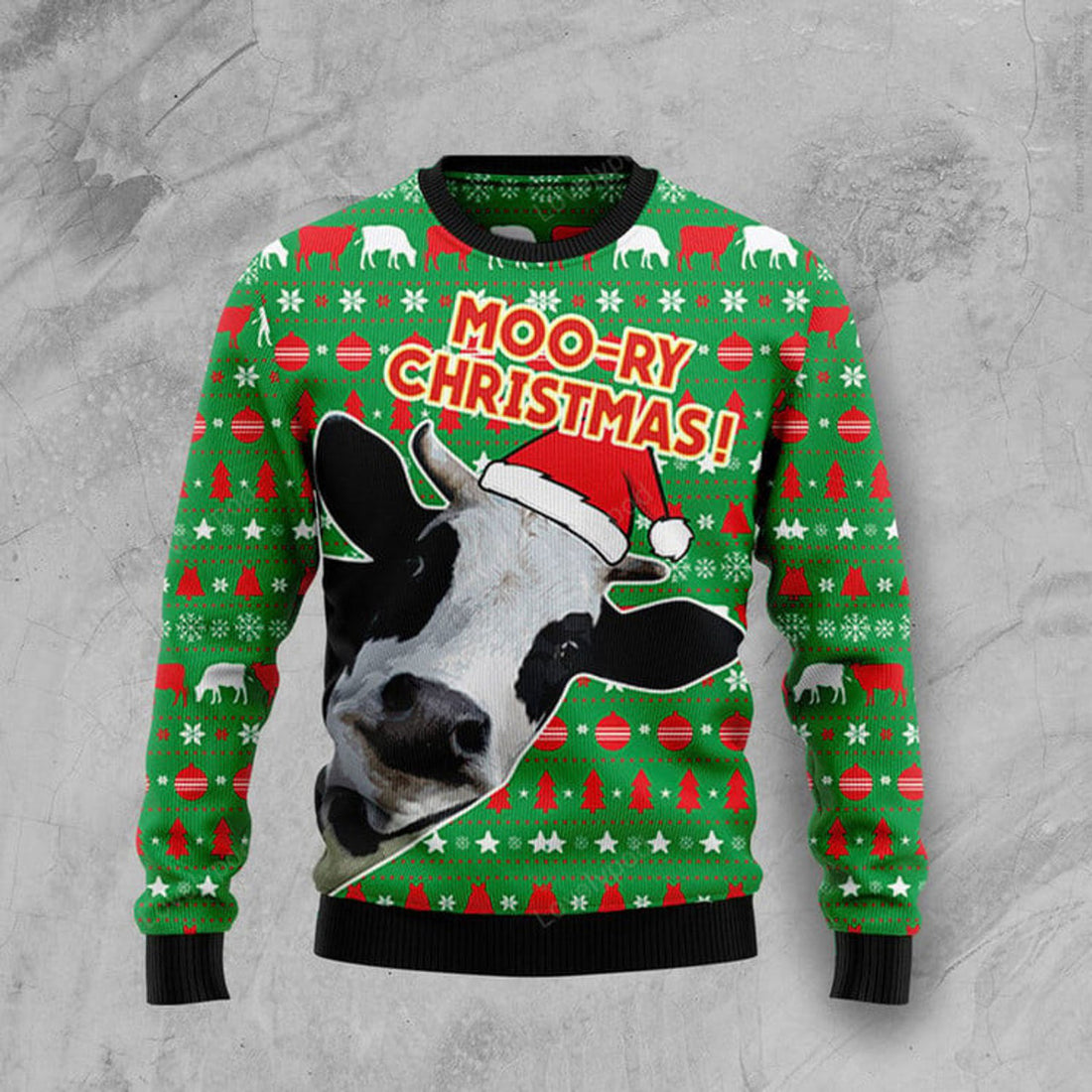 FUNSTUFFPRINT Cow Not Today Funny Ugly Christmas Sweater For Men & Women Adult - Christmas Gifts Ugly Sweater
