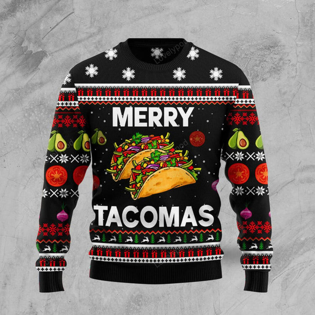 FUNSTUFFPRINT Merry Tacomas Funny Ugly Christmas Sweater For Men & Women Adult - Christmas Gifts Ugly Sweater
