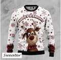 FUNSTUFFPRINT So Cute Little Reindeer Merry And Bright Gift For Christmas Ugly Christmas Sweater Ugly Sweater