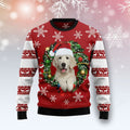 FUNSTUFFPRINT Golden Retriever Wearing Santaâ€˜s Hat Ugly Christmas Sweater For Men & Women Ugly Sweater