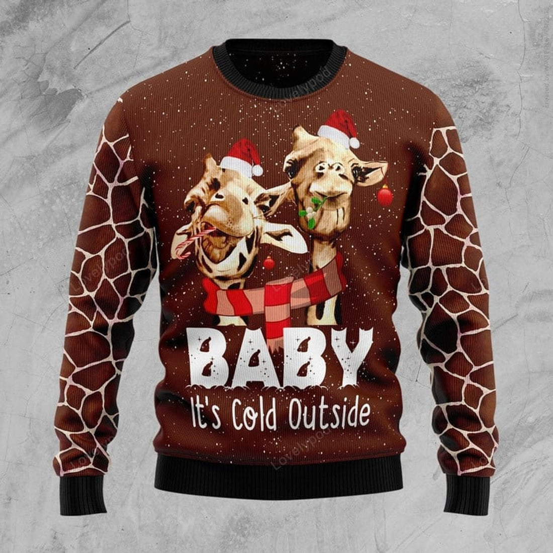 FUNSTUFFPRINT Funny Giraffe Ugly Christmas Sweater For Men & Women Adult Ugly Sweater