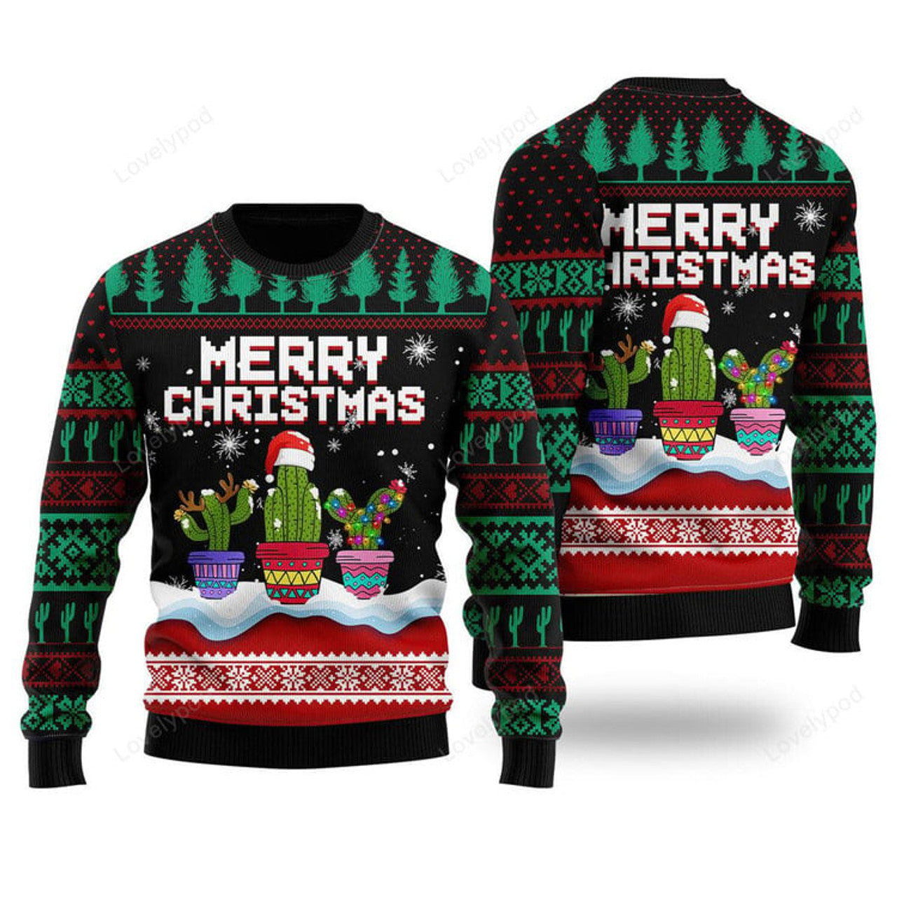 FUNSTUFFPRINT Funny Xmas Catus Ugly Christmas Sweater For Men & Women Ugly Sweater