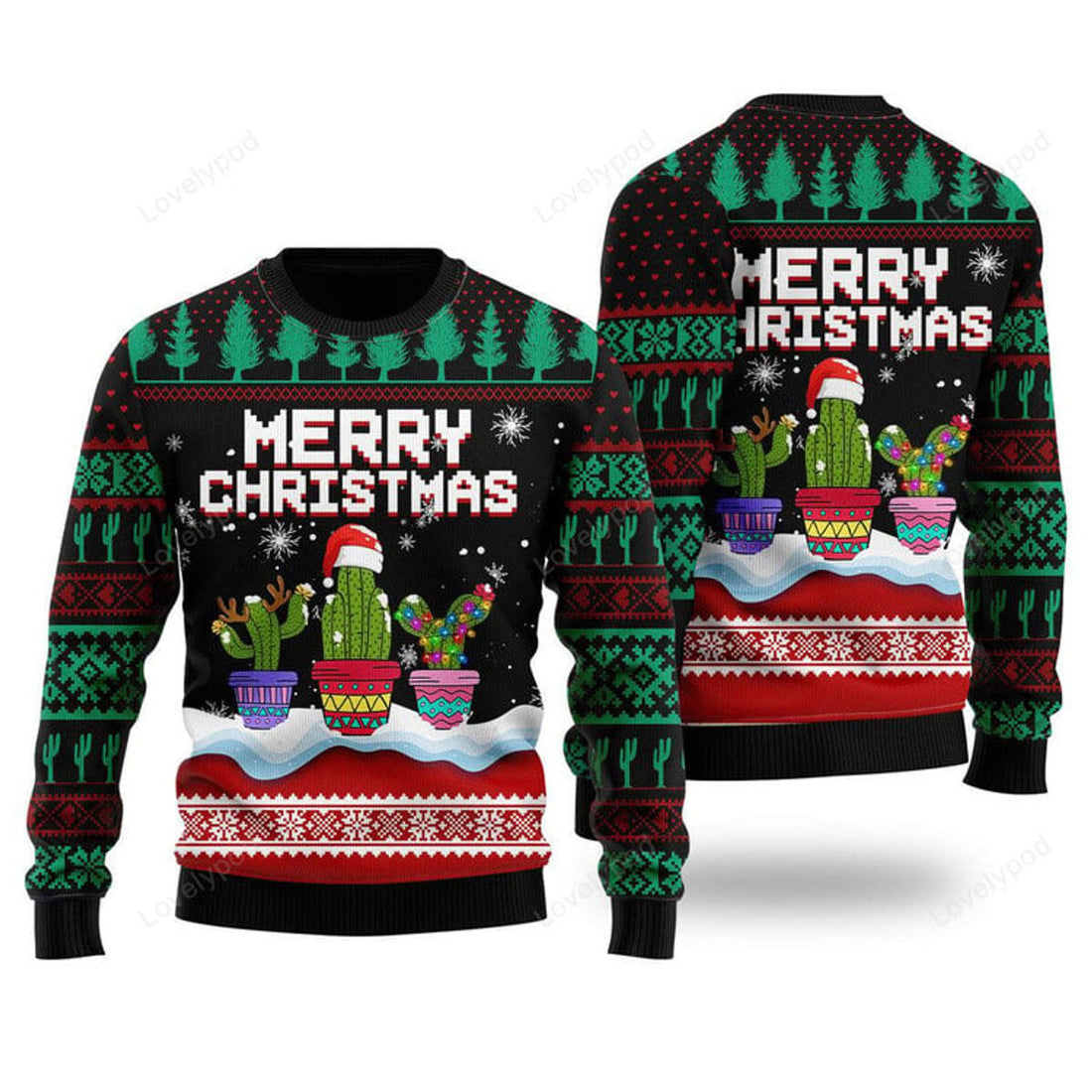 FUNSTUFFPRINT Funny Xmas Catus Ugly Christmas Sweater For Men & Women Ugly Sweater