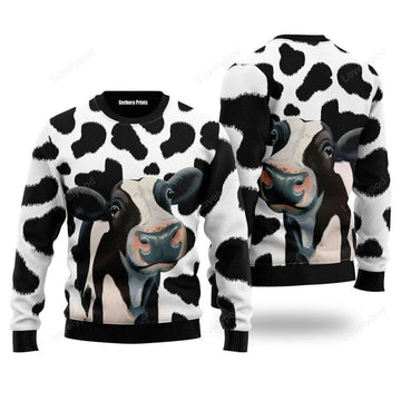FUNSTUFFPRINT Funny Cow Ugly Christmas Sweater For Men & Women Ugly Sweater