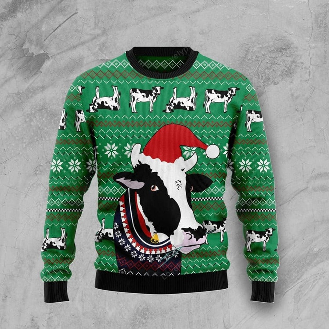 FUNSTUFFPRINT Funny Cow Ugly Christmas Sweater For Ugly Sweater