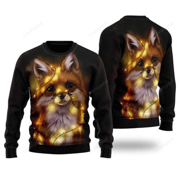 FUNSTUFFPRINT Fox Merry Christmas Ugly Christmas Sweater For Men & Women Ugly Sweater