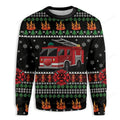 FUNSTUFFPRINT Firefighter Ugly Christmas Sweater For Ugly Sweater