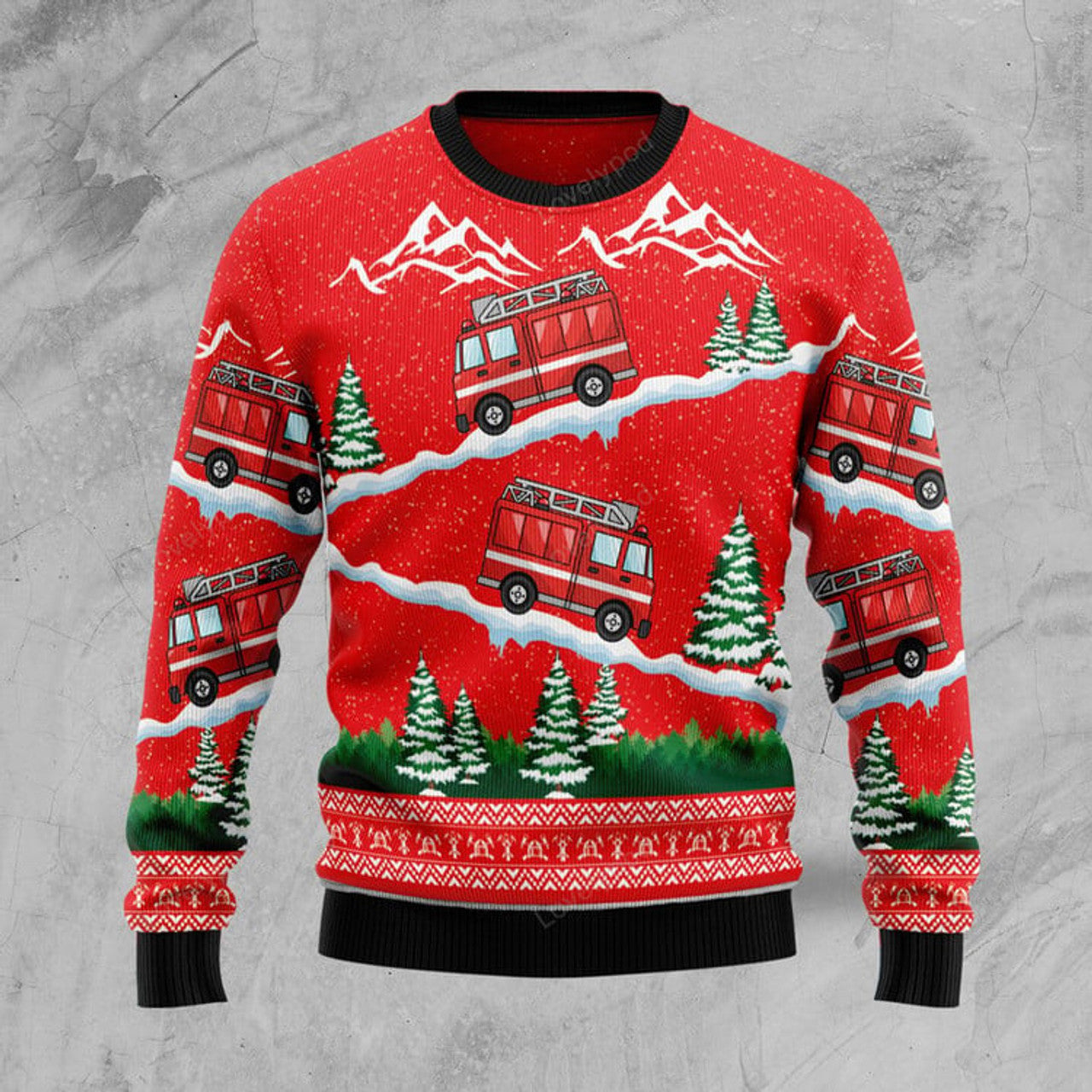 FUNSTUFFPRINT Firefighter Ugly Christmas Sweater Ugly Sweater