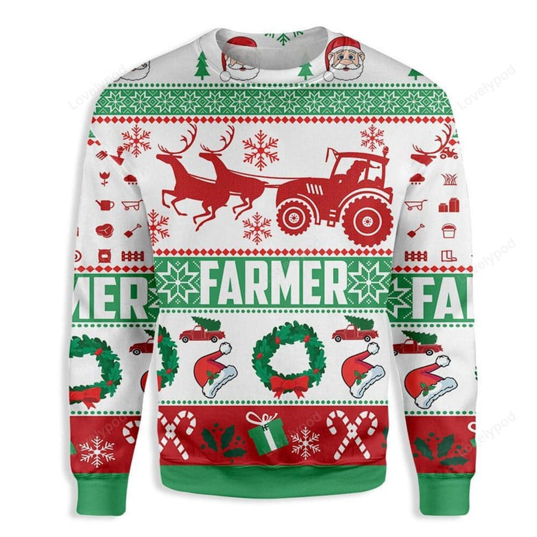 FUNSTUFFPRINT Fa Lla Lla Llamas Ugly Christmas Sweater For Ugly Sweater