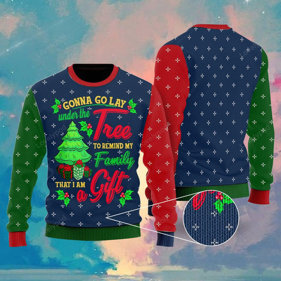 FUNSTUFFPRINT Llamas Ugly Christmas Sweater Ugly Sweater