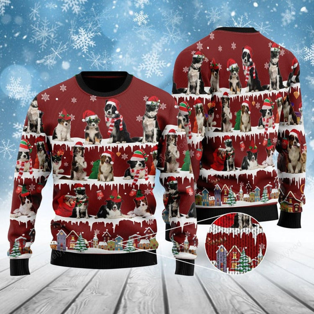 FUNSTUFFPRINT Cute Dog Ugly Christmas Sweater For Men & Women Ugly Sweater