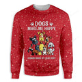 FUNSTUFFPRINT Christmas Dogs Make Me Happy Ugly Christmas Sweater For Men & Women Adult Ugly Sweater
