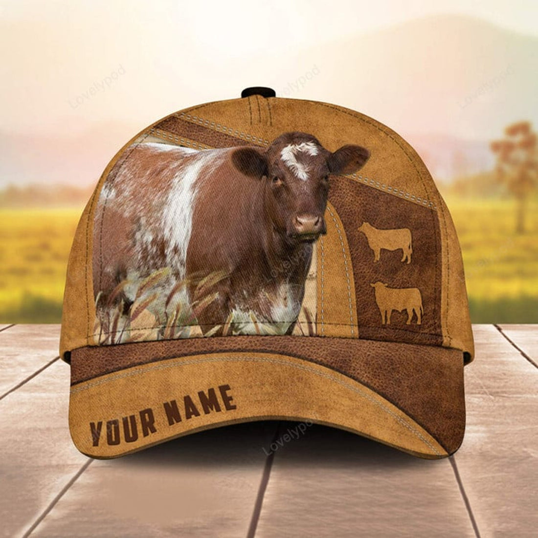 FUNSTUFFPRINT Custom Name Shorthorn Cattle Cap , Cattle Hat, Farm Baseball Hat, Cap Hat For Farmer Farm Lover