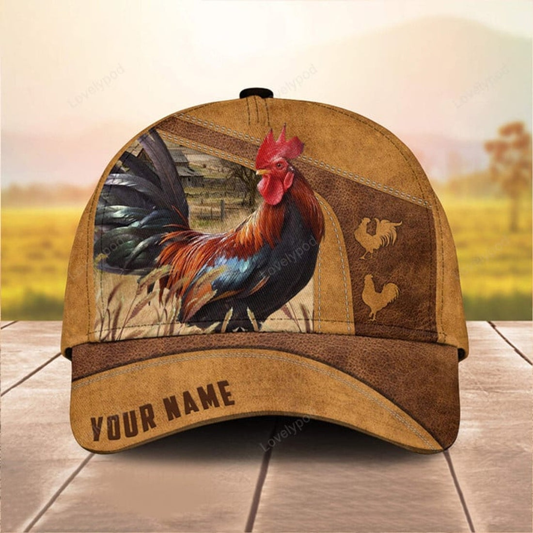 FUNSTUFFPRINT Custom Name Chicken Cap , Rooster Hat, Farm Baseball Hat, Cap Hat For Farmer Farm Lover
