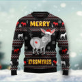 FUNSTUFFPRINT Donkeys Merry Kissmyass Ugly Christmas Sweater For Men & Women Adult Ugly Sweater