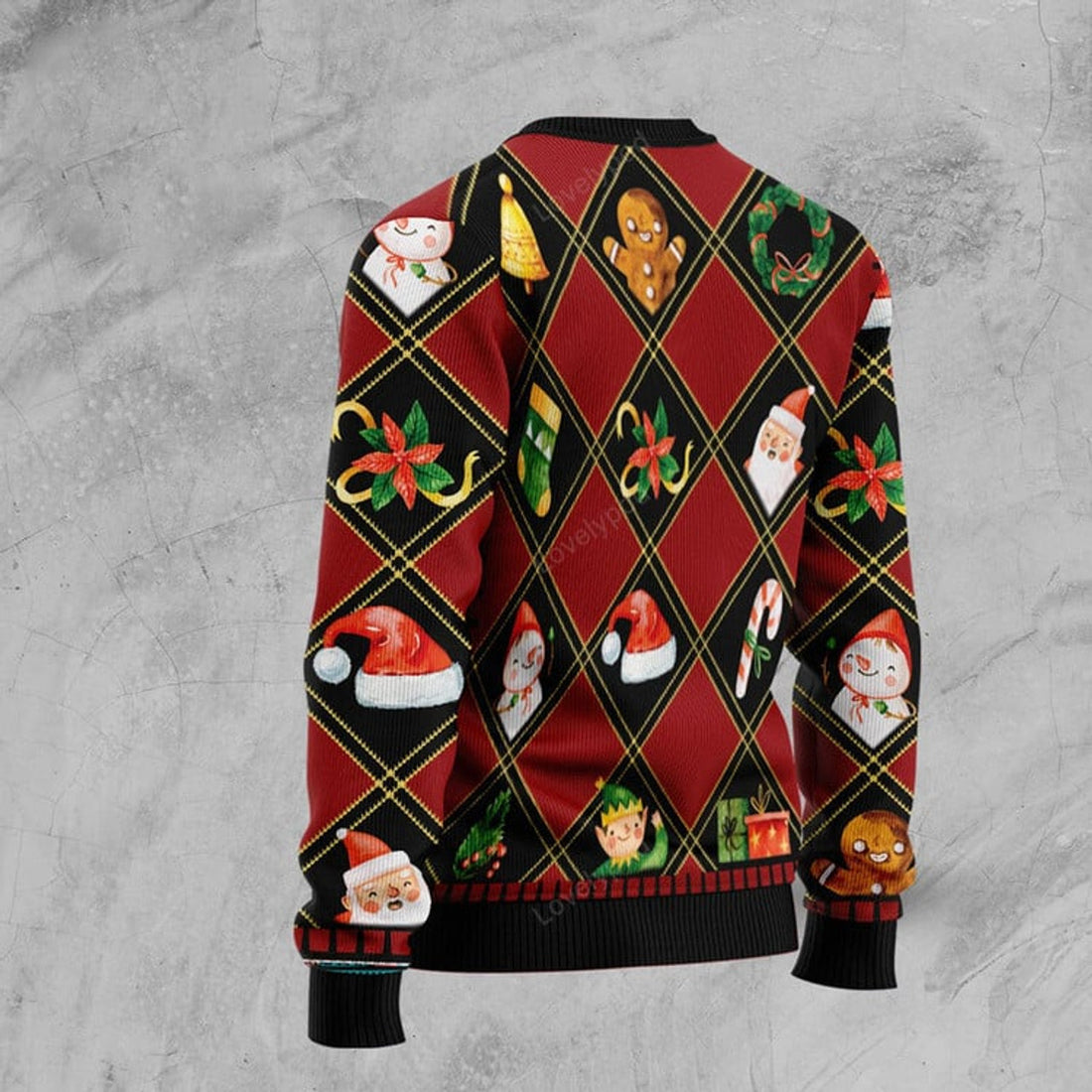 FUNSTUFFPRINT Christmas Symbols Ugly Christmas Sweater, Christmas apparel, Xmas gift for adult Ugly Sweater