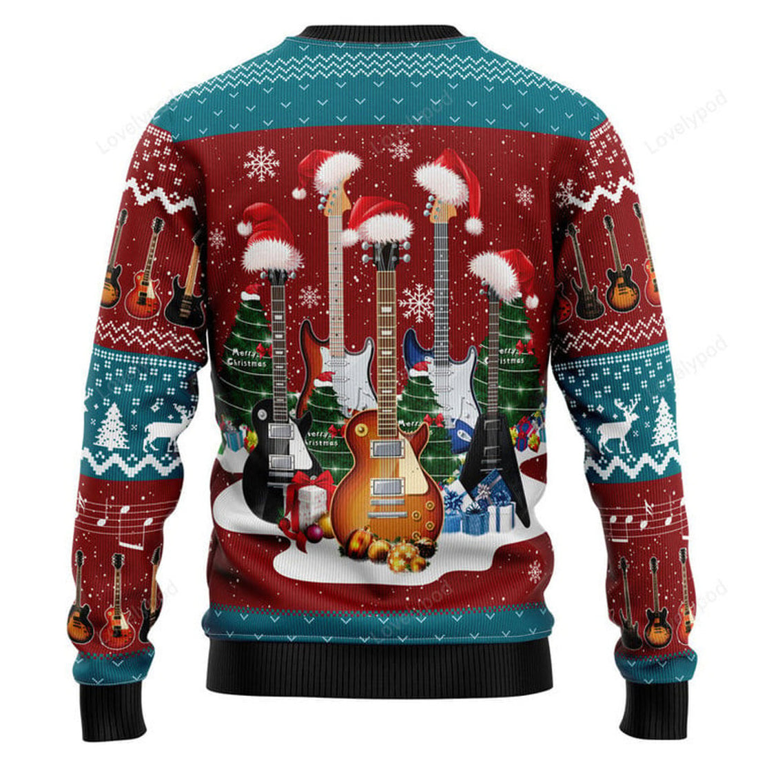 FUNSTUFFPRINT Guitar Christmas Ugly Christmas Sweater, Christmas apparel, Xmas gift for adult Ugly Sweater