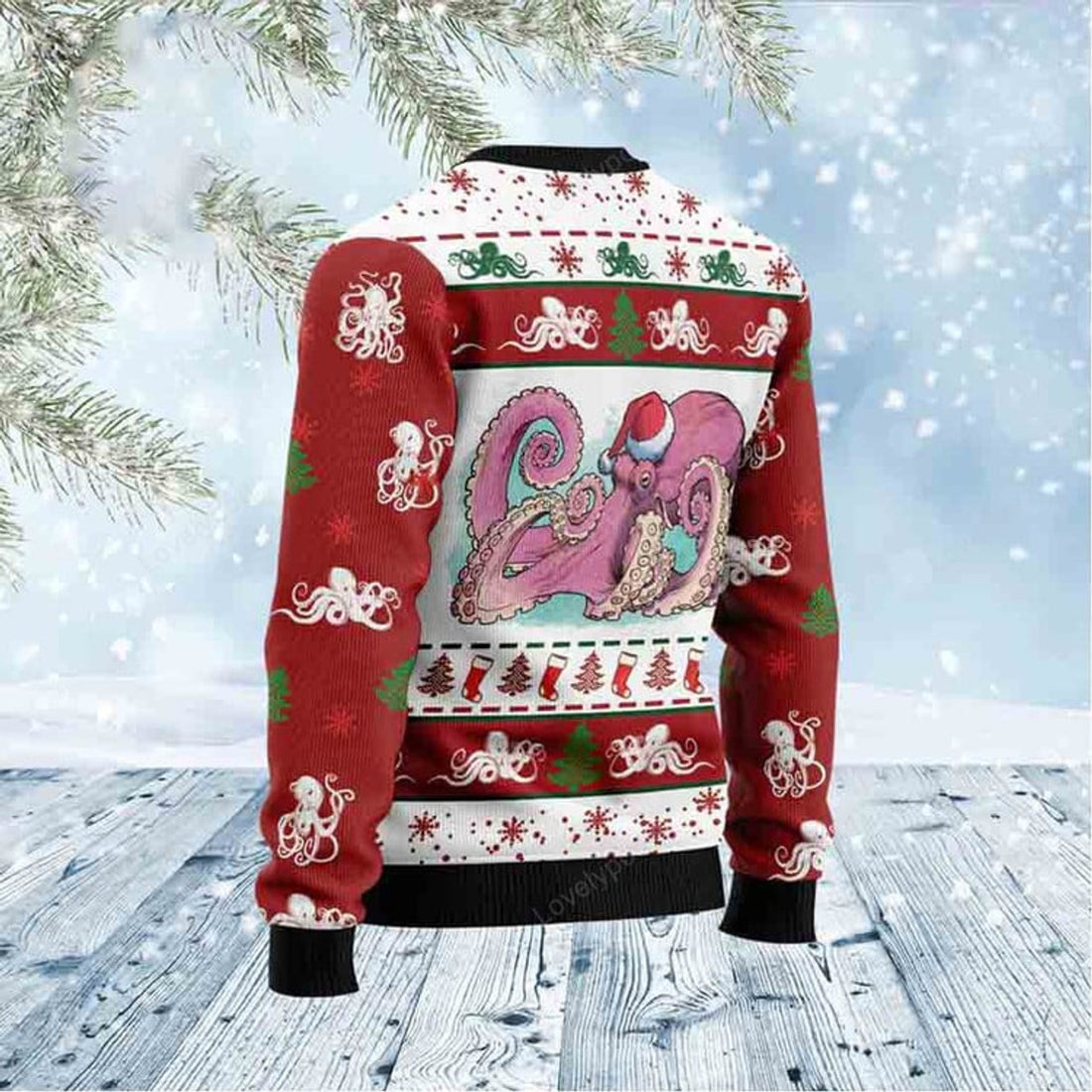FUNSTUFFPRINT Octopus Noel Ugly Christmas Sweater, Christmas apparel, Christmas gift for adult Ugly Sweater