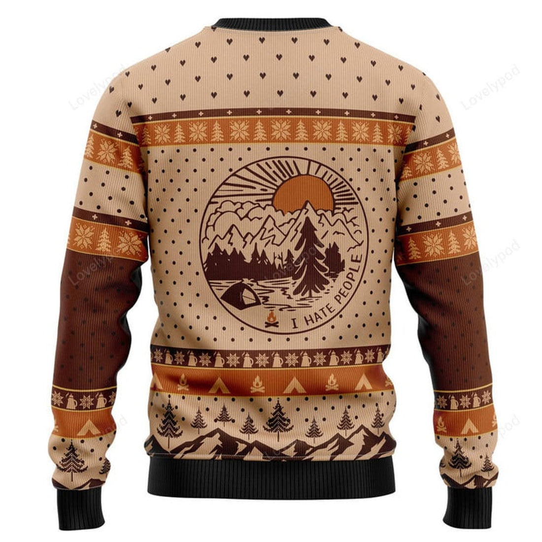 FUNSTUFFPRINT Bear Camping Christmas Ugly Christmas Sweater Ugly Sweater
