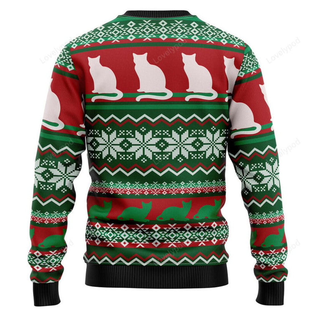 FUNSTUFFPRINT Cat Meowy Christmas Ugly Christmas Sweater Ugly Sweater