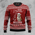 FUNSTUFFPRINT Bulldog True Friend Ugly Christmas Sweater, Christmas gift for Dog lover Ugly Sweater