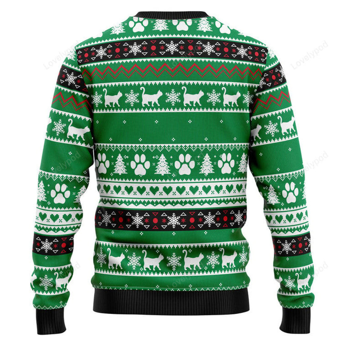 FUNSTUFFPRINT Meowy Black Cat Ugly Christmas Sweater, Black cat sweatshirt, Christmas gift Ugly Sweater