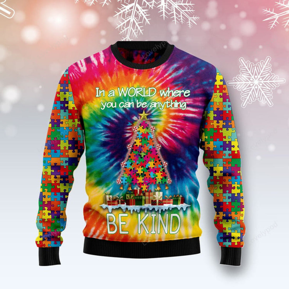 FUNSTUFFPRINT Autism Christmas Tree Ugly Christmas Sweater Ugly Sweater