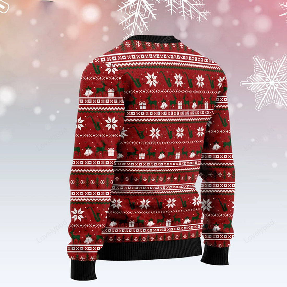FUNSTUFFPRINT Saxy Holidays Saxophone Ugly Christmas Sweater for men and women, Christmas gift for Family Ugly Sweater