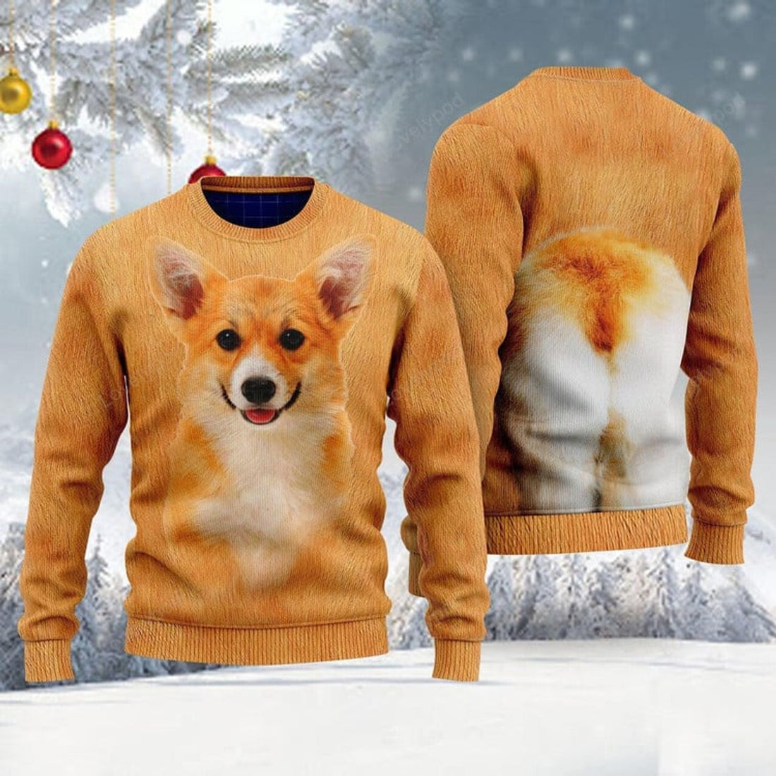FUNSTUFFPRINT Corgi Ugly Christmas Sweater, Dog ugly Christmas sweater for men and women, Gift for Dog lover Ugly Sweater