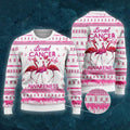 FUNSTUFFPRINT Flamingo Breast Cancer Awareness Ugly Christmas Sweater For Men & Women Ugly Sweater