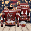 FUNSTUFFPRINT Christian beginswith christ ugly Christmas Sweater For Men & Women Adult Ugly Sweater