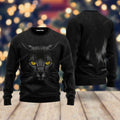 FUNSTUFFPRINT Black Cat Ugly Christmas Sweater For Men & Women Ugly Sweater