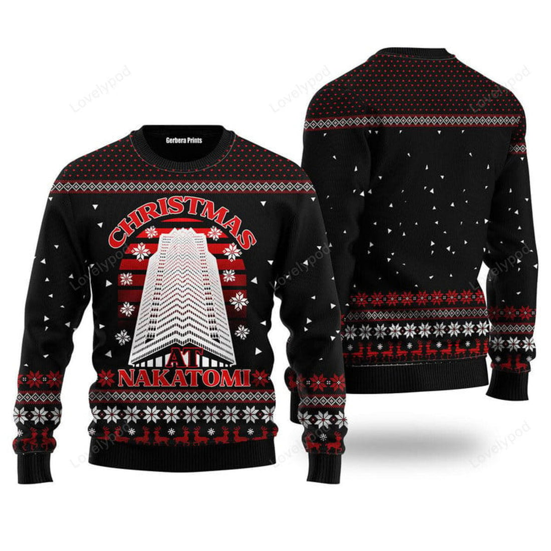 FUNSTUFFPRINT Christmas At Nakatomi Plaza Ugly Christmas Sweater For Men & Women Ugly Sweater