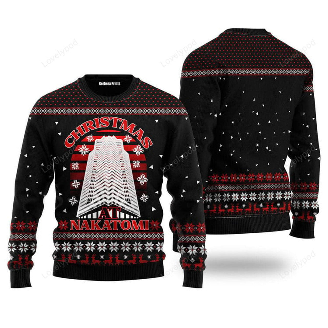 FUNSTUFFPRINT Christmas At Nakatomi Plaza Ugly Christmas Sweater For Men & Women Ugly Sweater