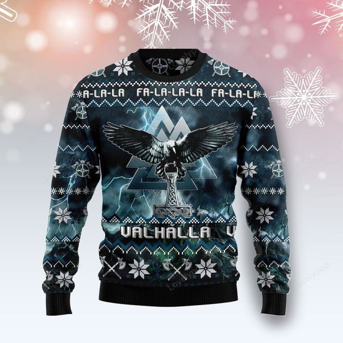 FUNSTUFFPRINT Viking Symbol Ugly Christmas Sweater For Men & Women Adult Ugly Sweater