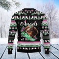 FUNSTUFFPRINT Dachshund Angel Ugly Christmas Sweater For Men & Women, Christmas gift for dog lover Ugly Sweater