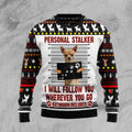 FUNSTUFFPRINT Chihuahua Personal Stalker Ugly Christmas Sweater For Men & Women Ugly Sweater