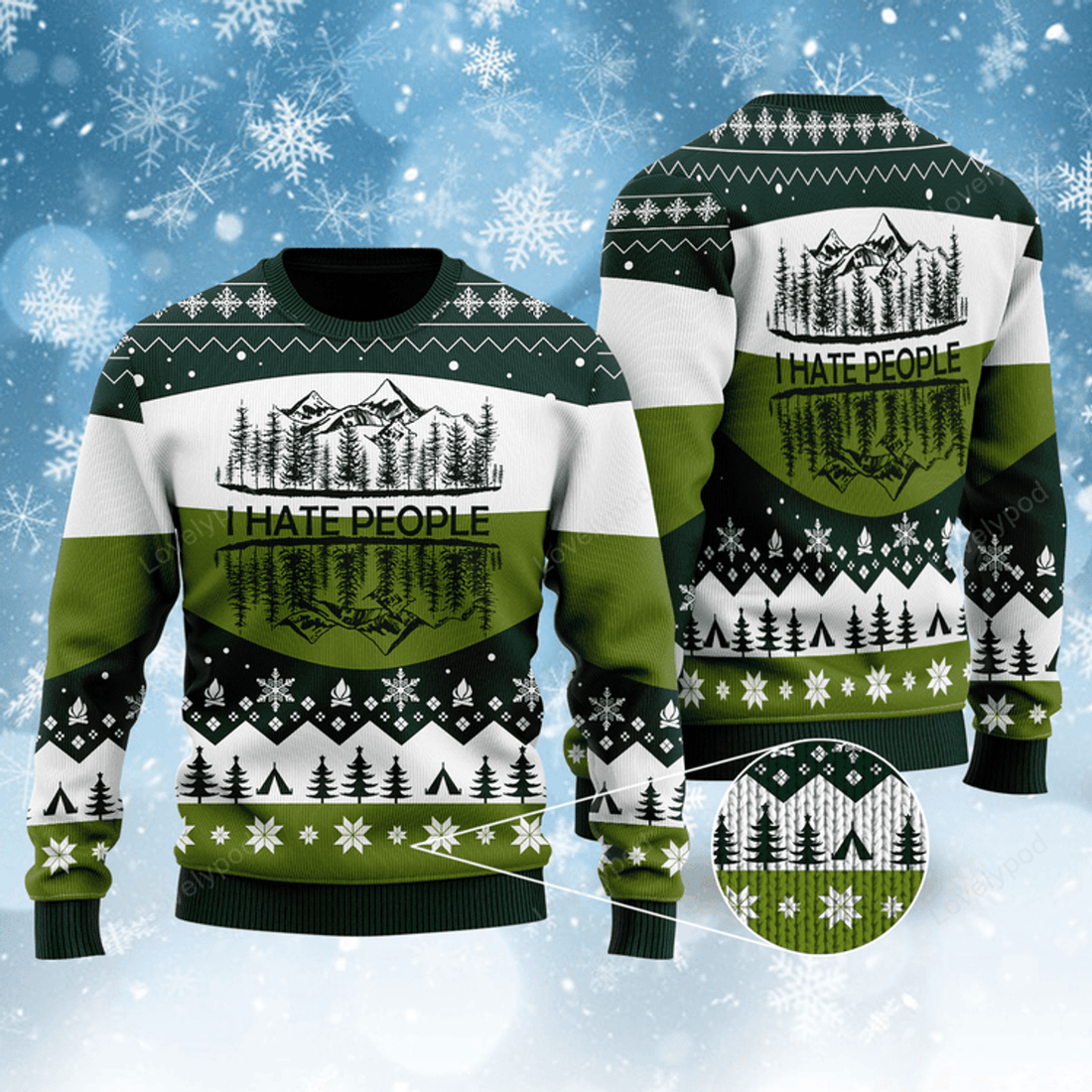 FUNSTUFFPRINT Camping I Hate People Ugly Christmas Sweater, Camping shirt, Christmas gift Ugly Sweater
