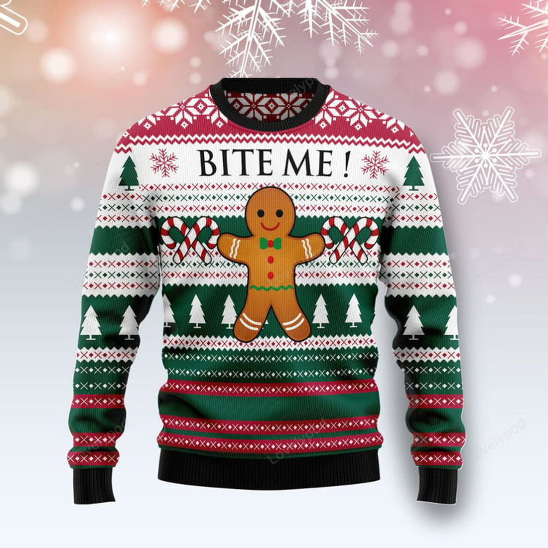 FUNSTUFFPRINT Christmas Cookies Bite Me Ugly Christmas Sweater, Dog sweater, Christmas gift for Dog lover Ugly Sweater