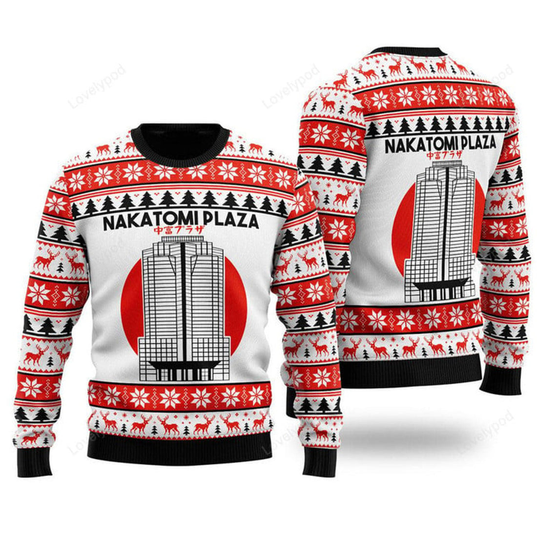 FUNSTUFFPRINT Nakatomi Plaza Christmas Party 1988 Ugly Christmas Sweater For Men & Women Ugly Sweater
