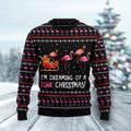 FUNSTUFFPRINT Flamingo I'm Dreaming Of A Pink Ugly Christmas Sweater For Men & Women Ugly Sweater