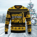 FUNSTUFFPRINT Saxophone The Instrument For Intellegent People Ugly Christmas Sweater Ugly Sweater