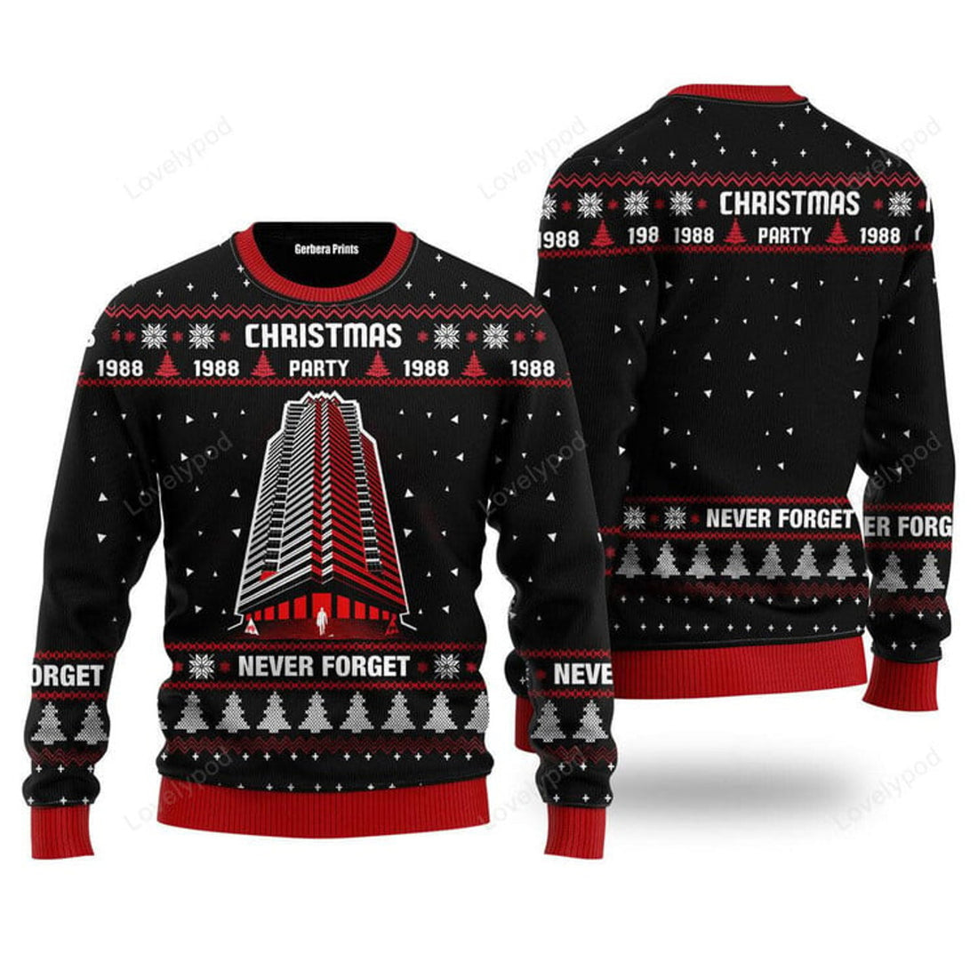 FUNSTUFFPRINT Nakatomi Plaza 1988 Ugly Christmas Sweater, Christmas shirt for family Ugly Sweater