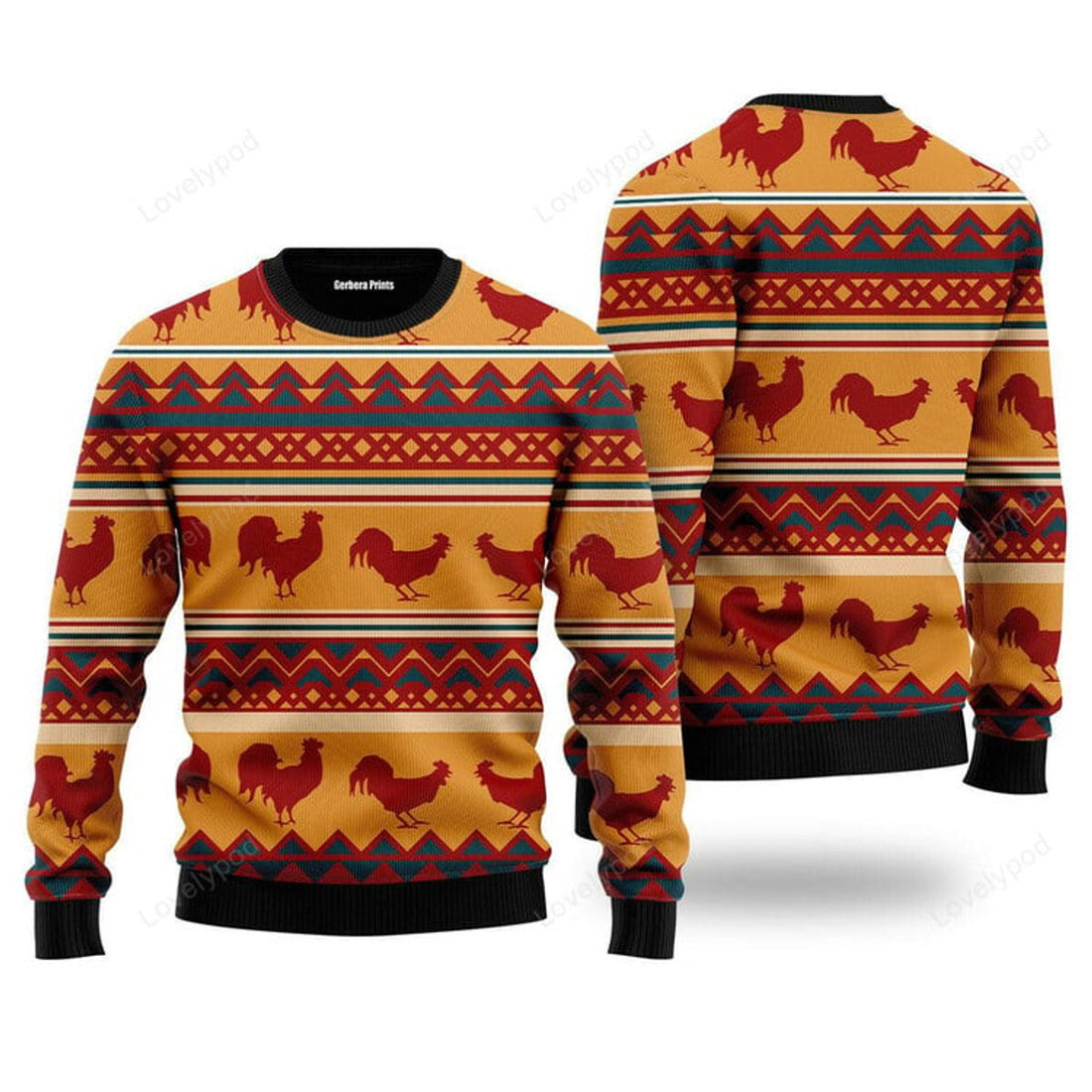 FUNSTUFFPRINT Amazing Chicken Ugly Christmas Sweater For Men & Women Ugly Sweater