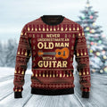 FUNSTUFFPRINT Never Underestimate An Old Man With A Guitar Ugly Christmas Sweater Ugly Sweater
