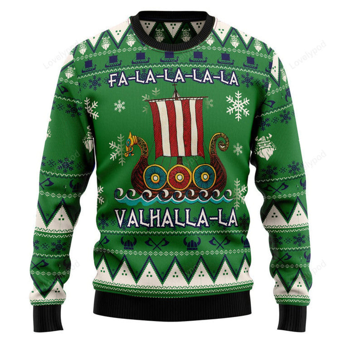 FUNSTUFFPRINT Amazing Viking valhalla-la Ugly Christmas Sweater Ugly Sweater