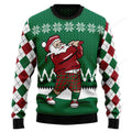 FUNSTUFFPRINT Golfer Santa Ugly Christmas Sweater for men and women Ugly Sweater