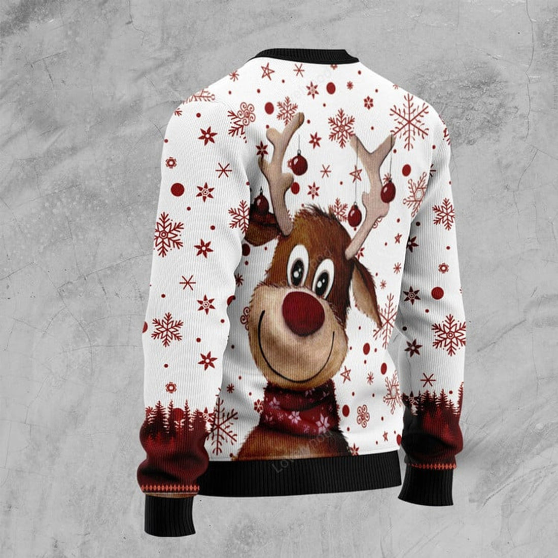 FUNSTUFFPRINT Reindeer Merry & Bright Ugly Christmas Sweater Ugly Sweater